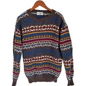 UNITED COLORS OF BENETTON Pullover Fair Isle Wool Sweater Crew Neck Multicolor